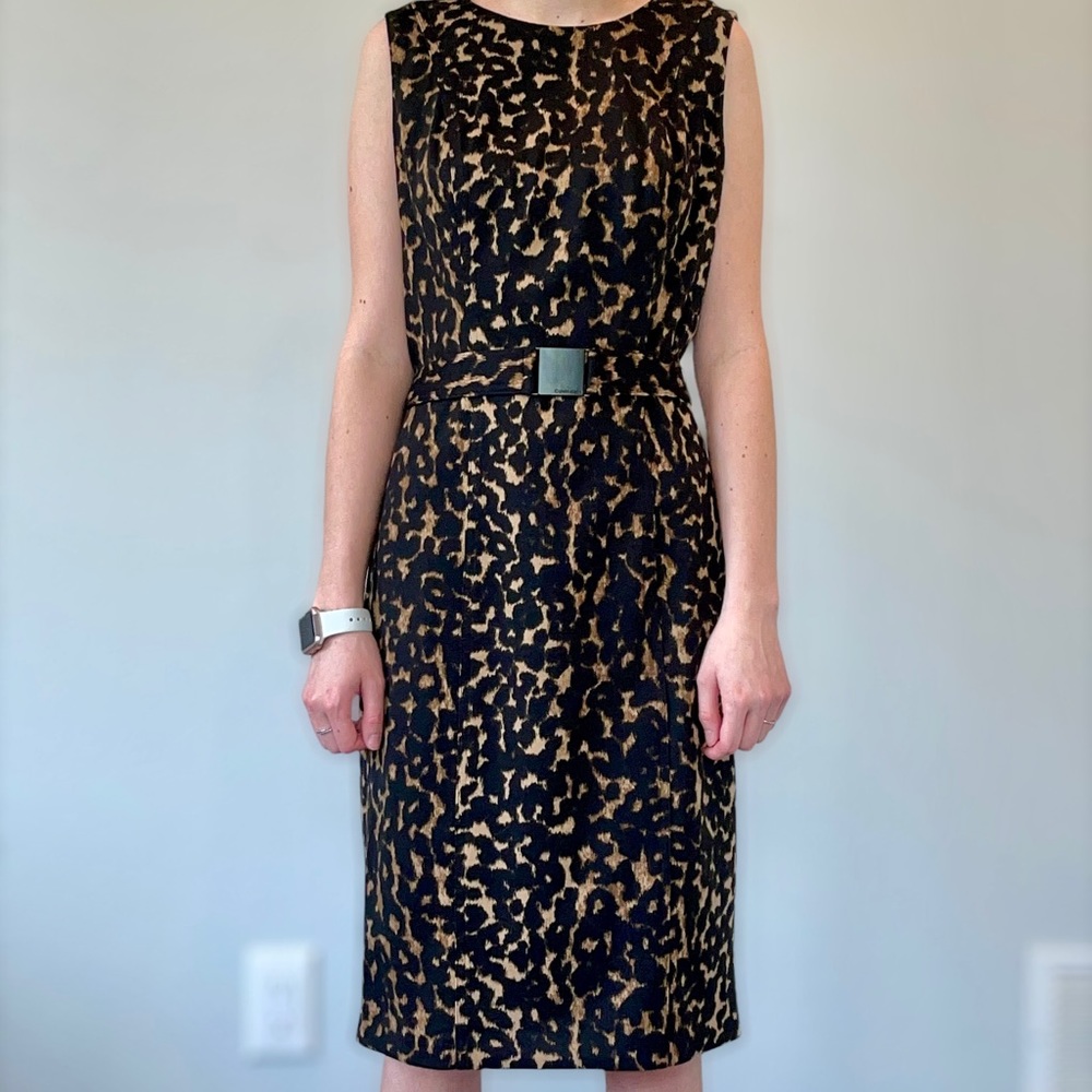 Calvin Klein Dress Leopard print with Slimming Belt